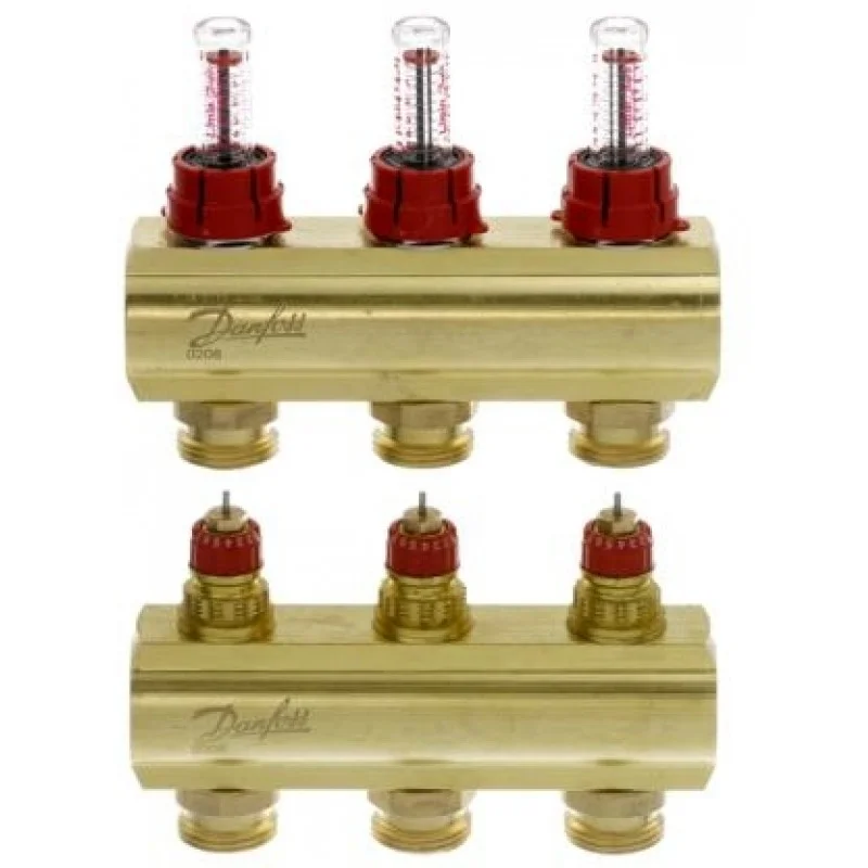 Zlevněný Danfoss FHF-3F souprava sběrač + rozdělovač se 3 vývody 3/4" AG 088U0523