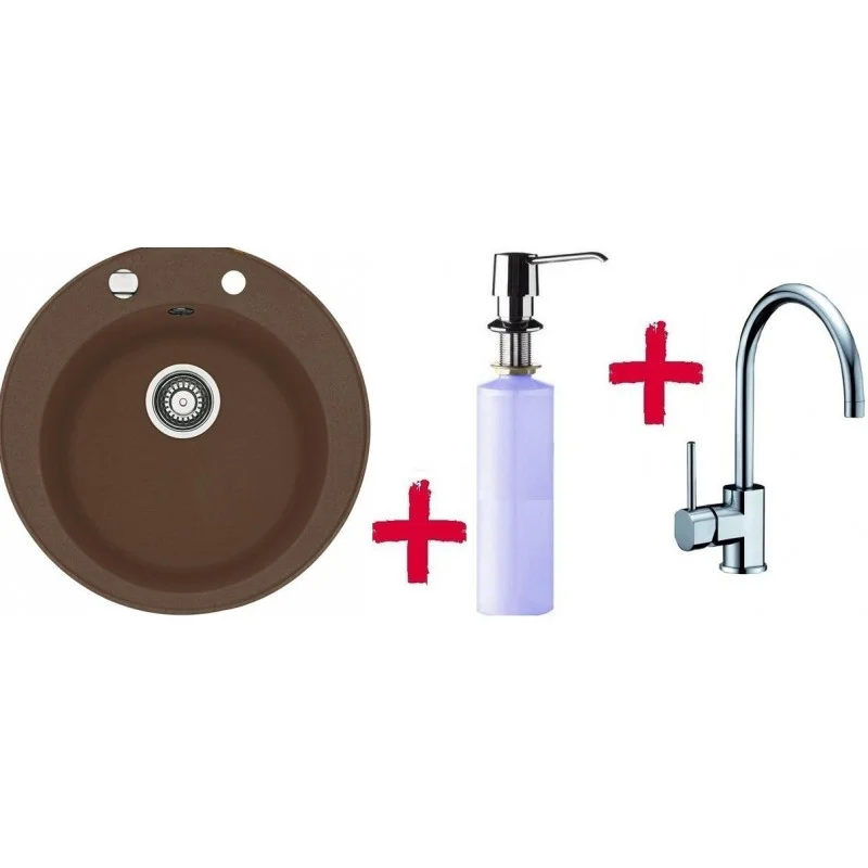 Akce Franke SET G32 dřez RoG 610.070 hnědá + dřezová baterie FC 650 + dávkovač saponátu FD 300