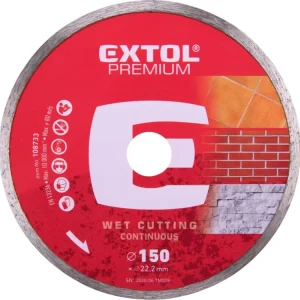 Značkový EXTOL PREMIUM kotouč diamantový řezný celoobvodový - mokré řezání, O 150x22,2x2,5mm, 108733
