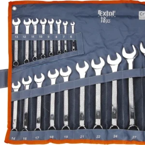Značkový EXTOL PREMIUM klíče očkoploché, sada 18ks, 6-30mm, CrV, 6734
