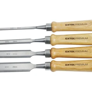 Akce EXTOL PREMIUM dláta s bukovou rukojetí, sada 4ks, 6-12-20-25mm, CrV, 8812420
