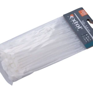 Značkový EXTOL PREMIUM pásky stahovací na kabely bílé, 140x3,6mm, 100ks, nylon PA66, 8856105