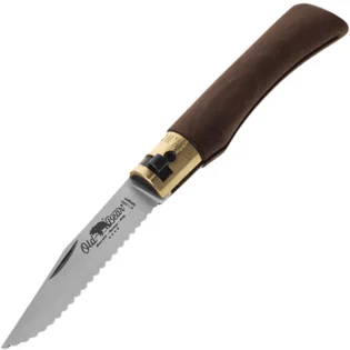 Zlevněný OLD BEAR® S - NEREZOVÁ OCEL, OŘECHOVÁ RUKOJEŤ, ZOUBKOVANÁ ČEPEL 9337/17_LN