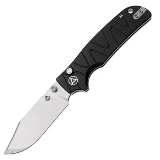 Značkový QSP Nůž Kali, Button lock, 14C28N stonewashed, Černý hliník QS159-F1