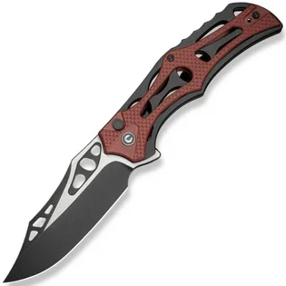 Zlevněný CIVIVI Černý hliník s burgundskou hrubou G10 rukojetí Černě stonewashed Nitro-V